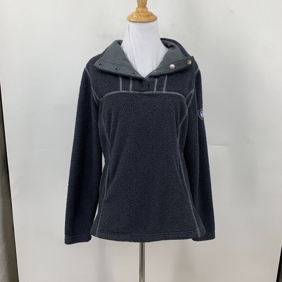 Kuhl Avalon Snap Fleece Jacket Womens S Small Gray 1/4 Button Pockets Pullover - Picture 3 of 16